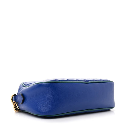 Gucci Azalea Calfskin Enamel Matelasse Diagonal Small Torchon GG Marmont Chain Shoulder Bag Imperial Blue Pavone 4 of 13