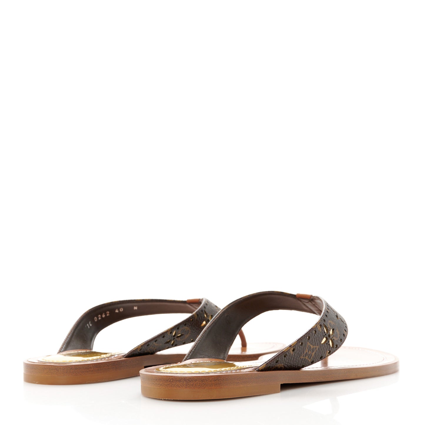 Monogram Sunny Flat Thong Sandals 40 Brown