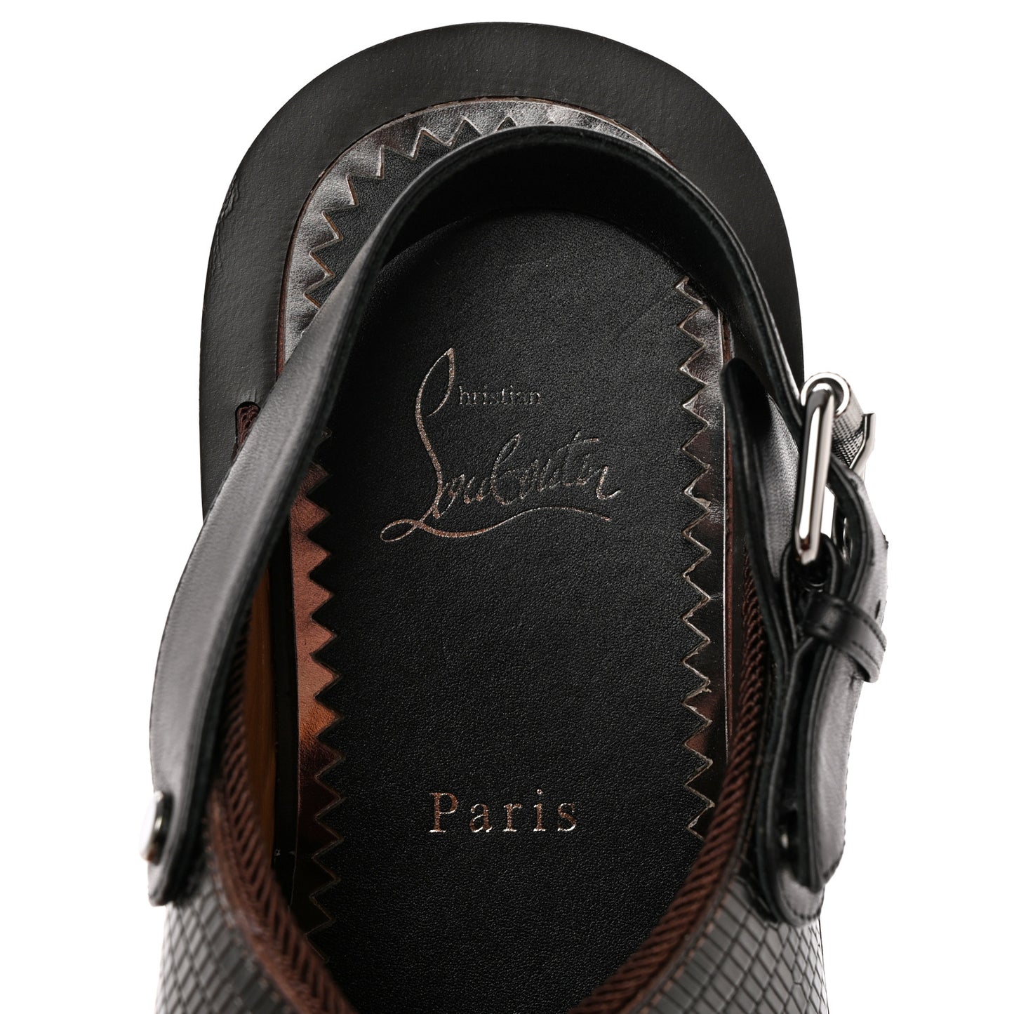Calfskin Iguana Embossed Elba Flat Sandals 39 Testa Di Moro Black