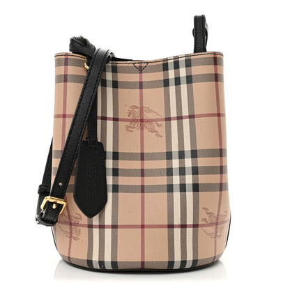 Burberry Haymarket Check Colours Small Lorne Bucket Crossbody Black 1 of 13