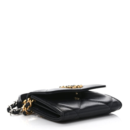 Chanel Lambskin Quilted Chanel 19 Flap Coin Purse With Chain Black 3 of 8