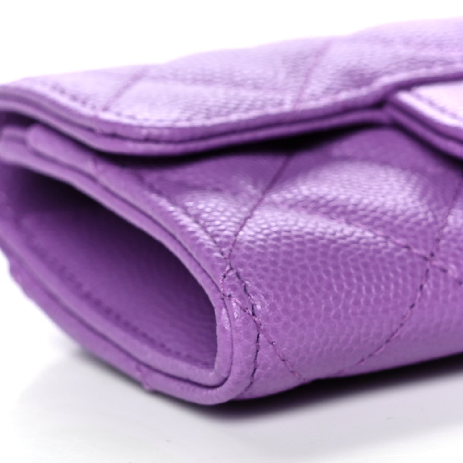Chanel Caviar Quilted Flap Card Holder Wallet Purple 10 of 12