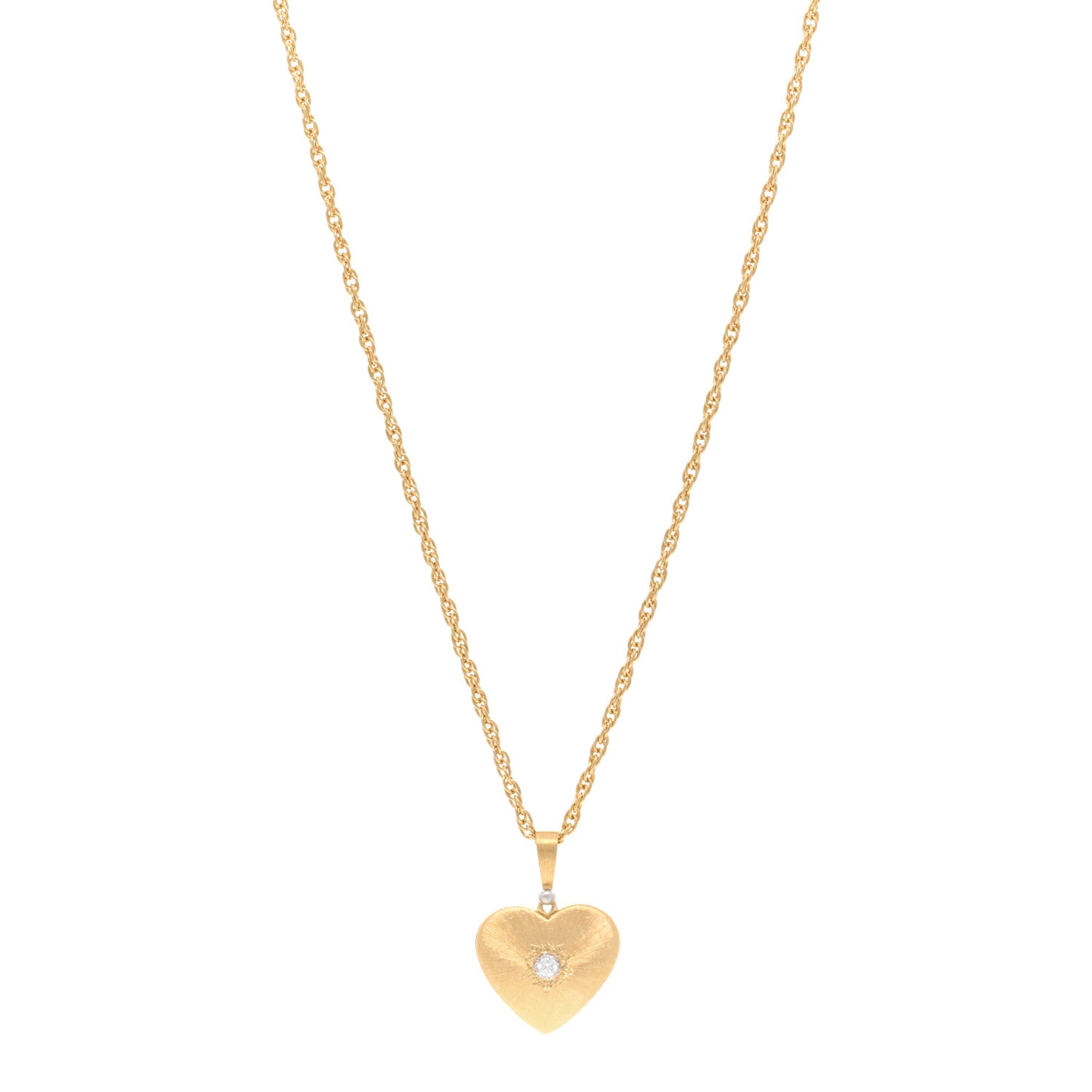 18K Yellow White Gold Diamond Macri Heart Necklace