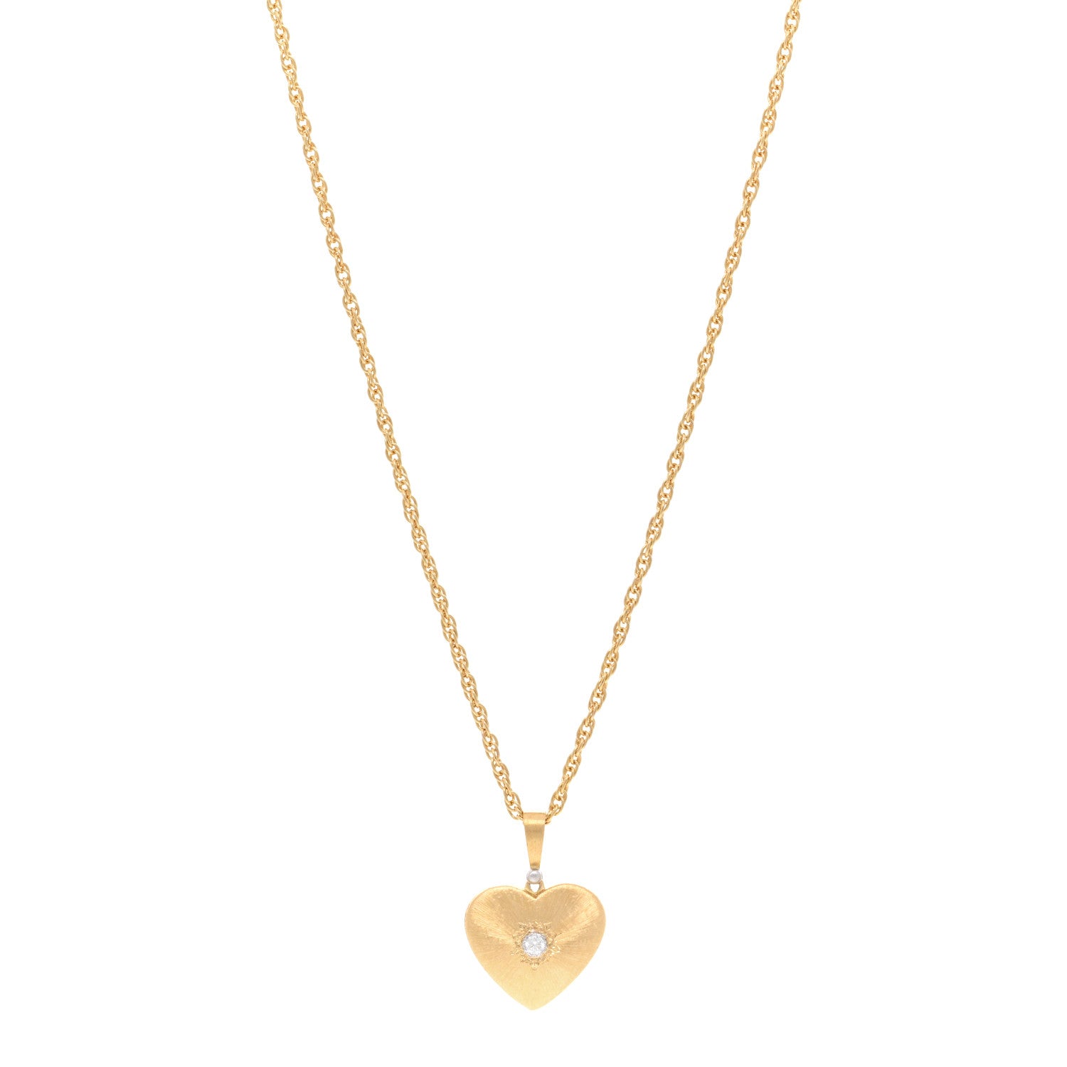 Buccellati 18K Yellow White Gold Diamond Macri Heart Necklace 1 of 4