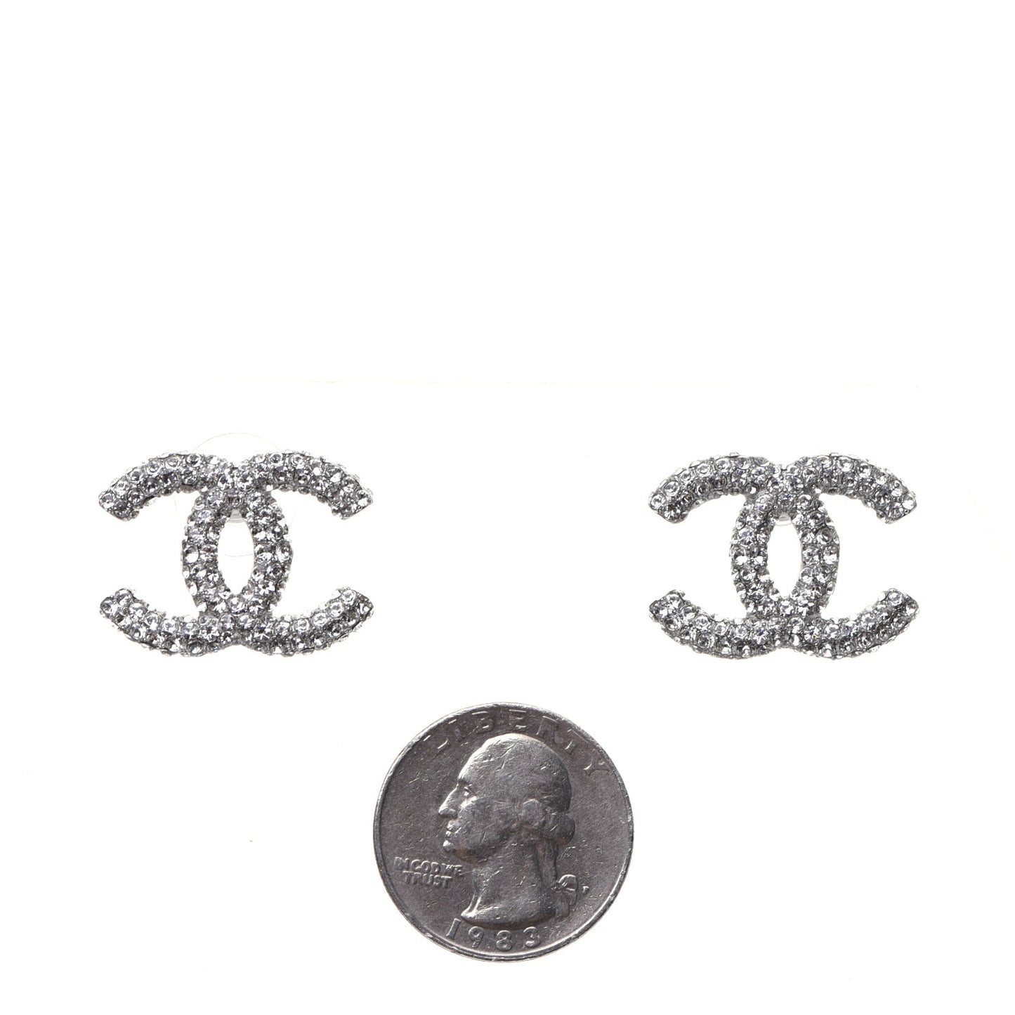 Crystal CC Treasure Chest Earrings Silver