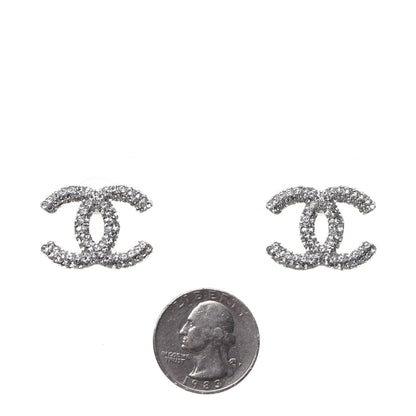 Chanel Crystal CC Treasure Chest Earrings Silver 2 of 8