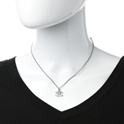 Chanel Crystal CC Pendant Necklace Silver 2 of 6