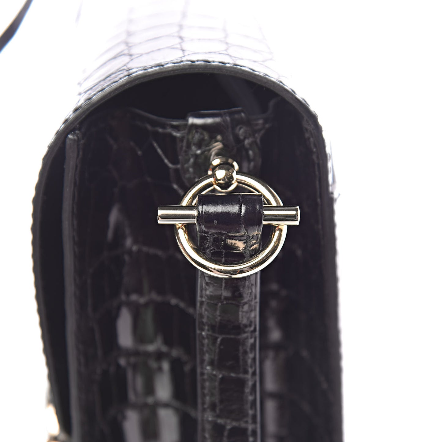 Shiny Niloticus Crocodile Sac Roulis 23 Black