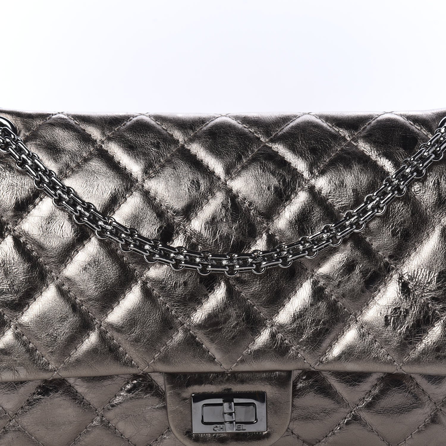 Chanel Metallic Sheepskin Quilted 2.55 Reissue 226 Flap Dark Silver 9 of 9