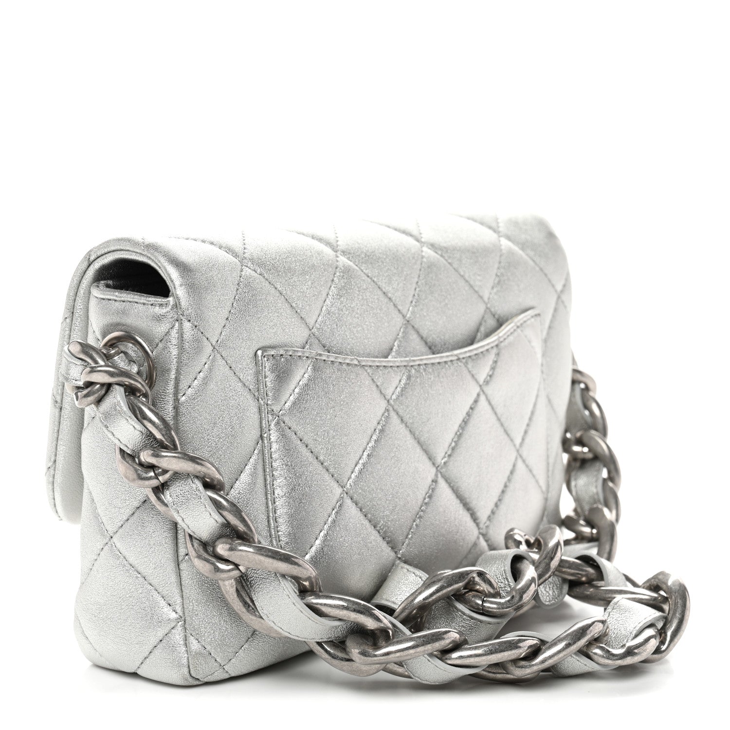Chanel Metallic Lambskin Lacquered Quilted Small Flap Silver 3 of 10