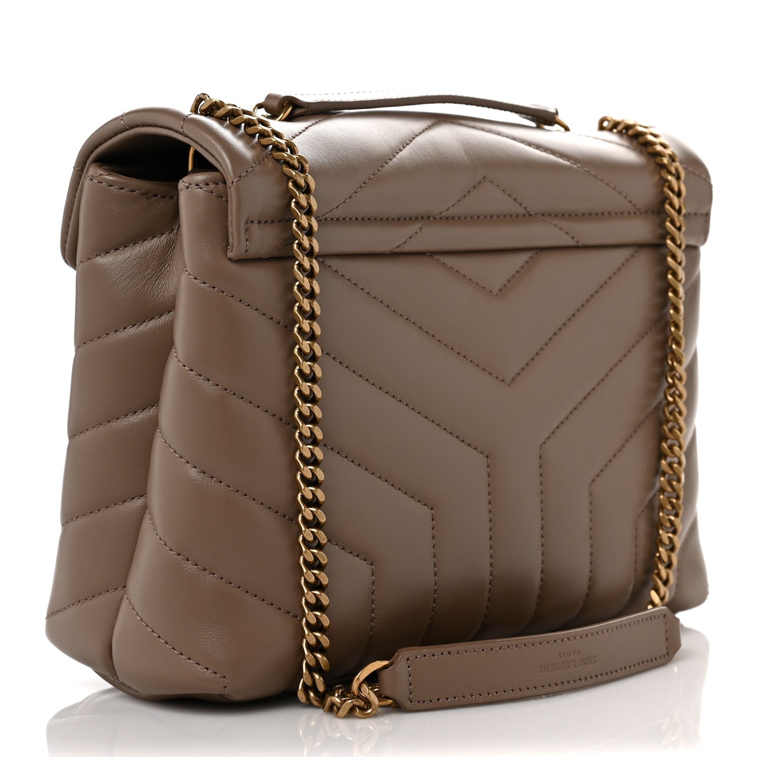 Saint Laurent Calfskin Y Quilted Monogram Small Loulou Chain Satchel Taupe 2 of 8