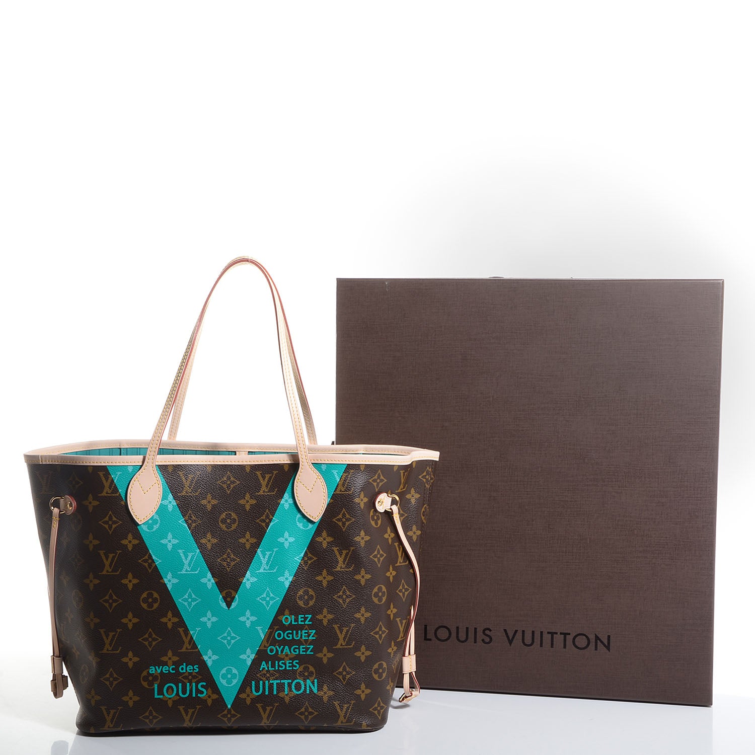 Louis Vuitton Monogram V Neverfull MM Turquoise 6 of 9