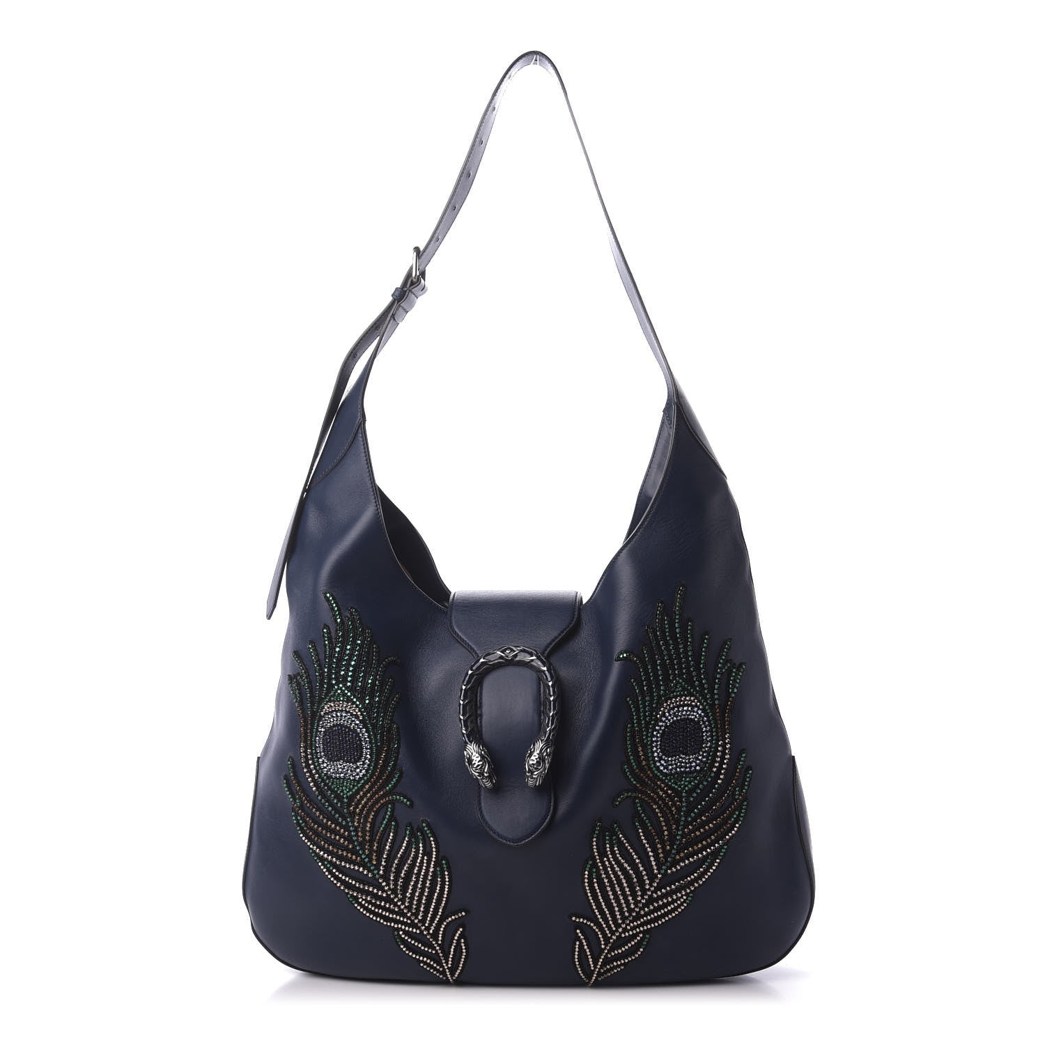 Gucci Calfskin Sequin Embroidered Extra Large Dionysus Hobo Dark Blue 1 of 10