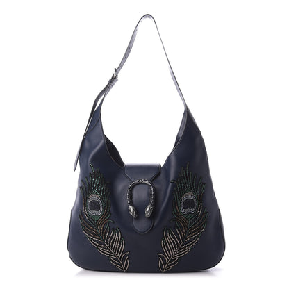 Gucci Calfskin Sequin Embroidered Extra Large Dionysus Hobo Dark Blue 1 of 10