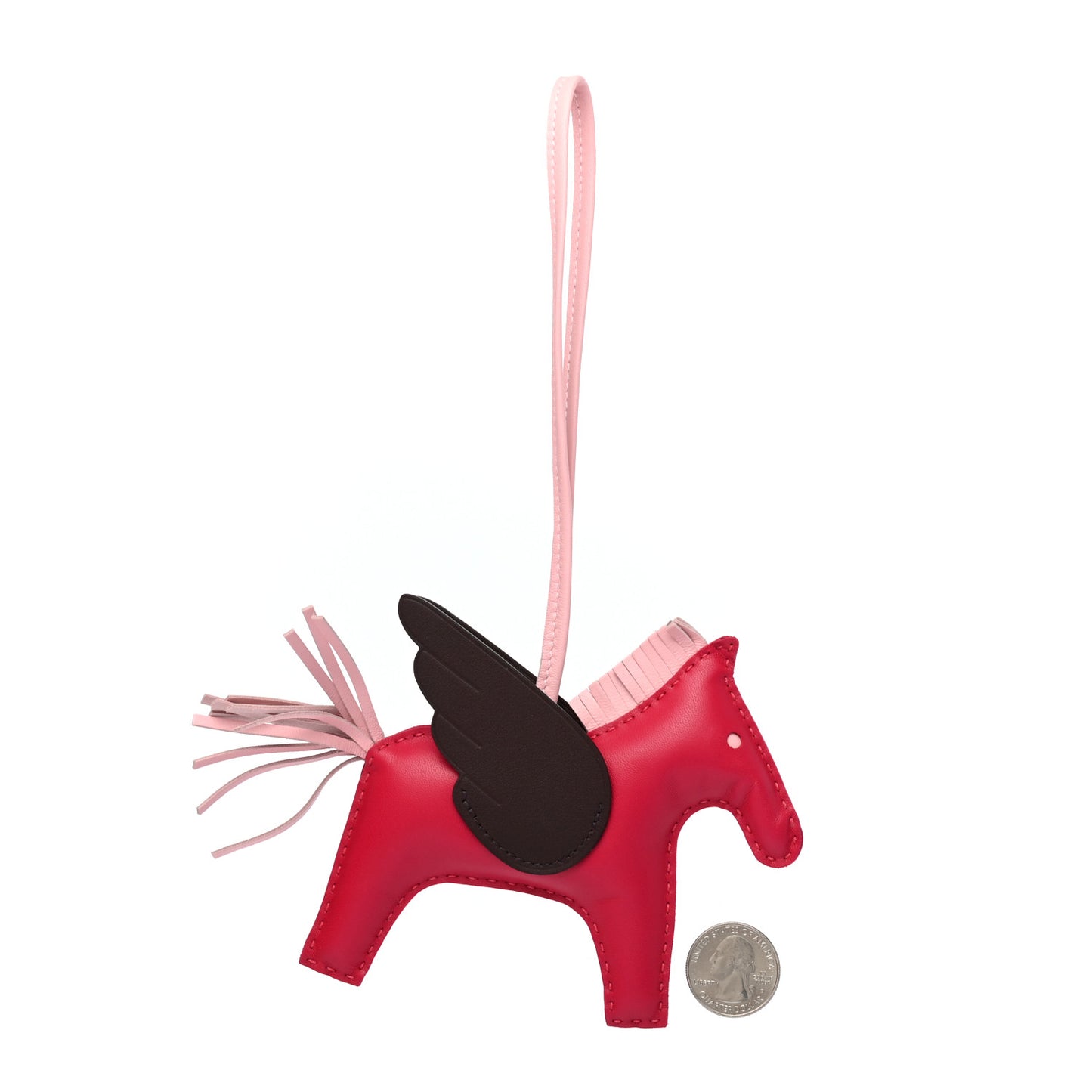 Milo Lambskin Grigri Rodeo Pegase Horse Bag Charm MM Framboise Rose Sakura Rouge Sellier