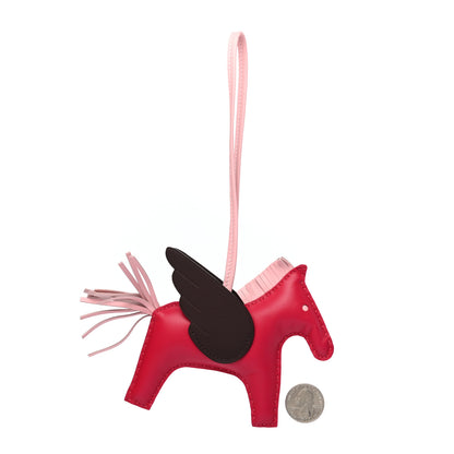 Hermes Milo Lambskin Grigri Rodeo Pegase Horse Bag Charm MM Framboise Rose Sakura Rouge Sellier 2 of 4