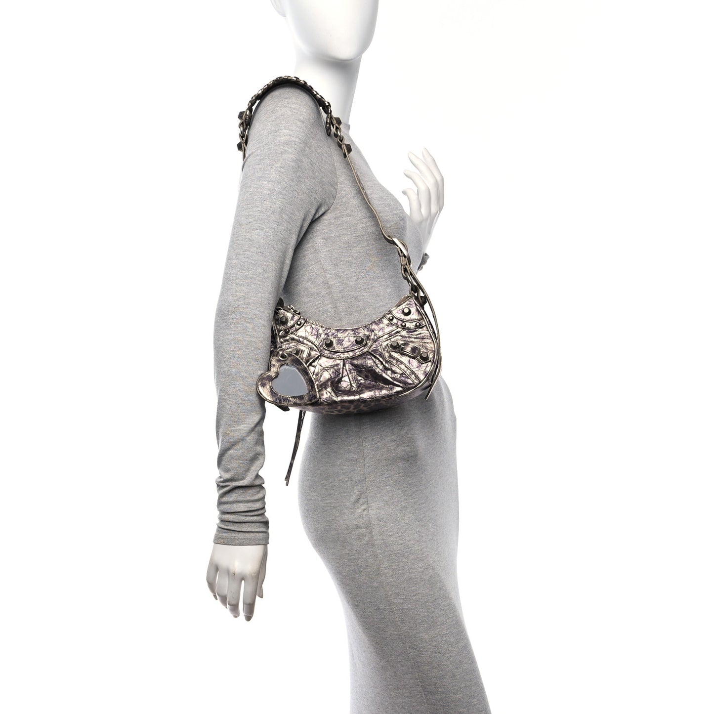 Metallic Agneau Arena Leopard Le Cagole Shoulder Bag XS Brown