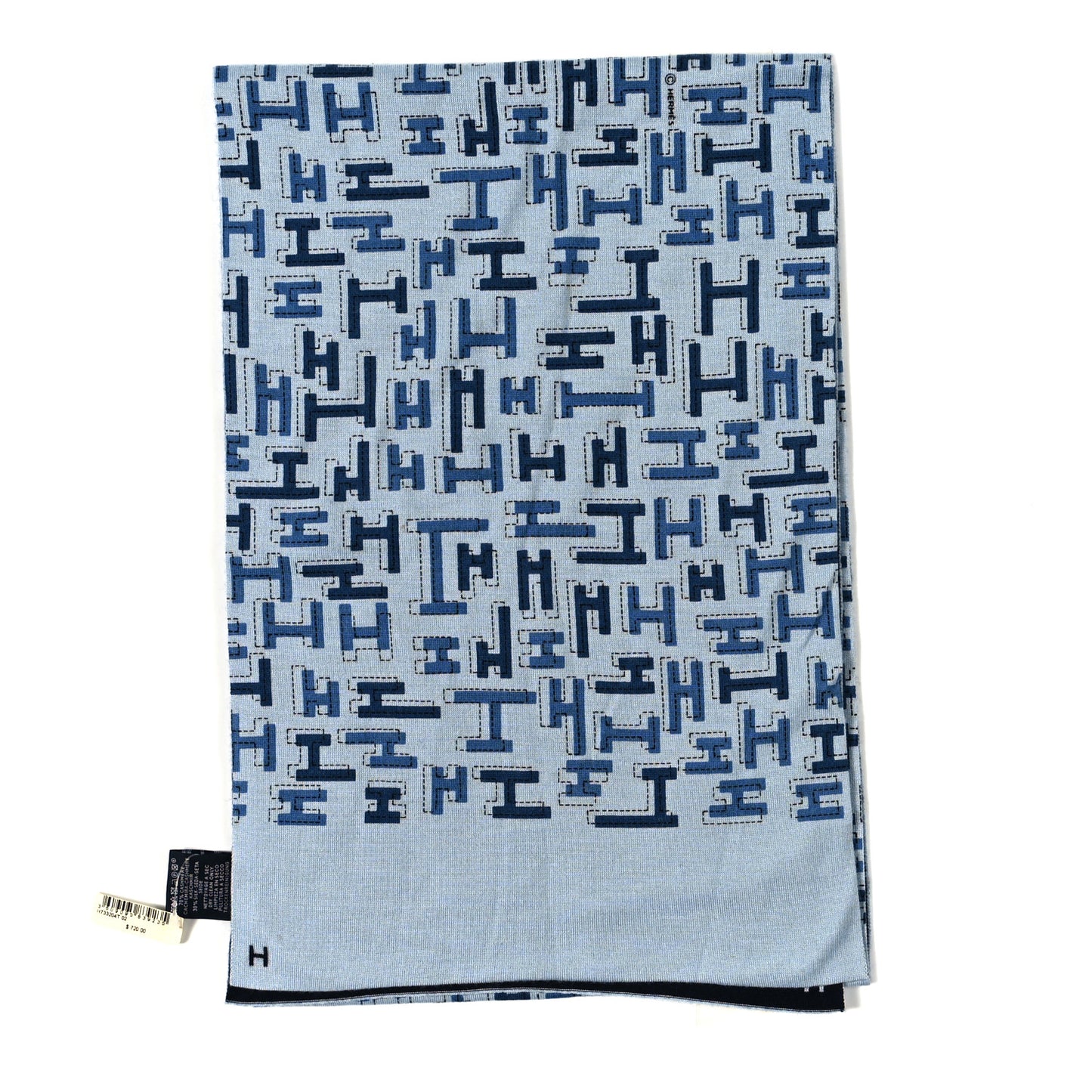 Cashmere Silk Dedale Muffler Bleu Glacier Bleu