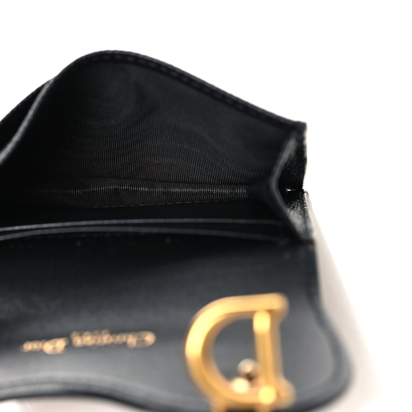 Grained Calfskin Saddle Card Holder Black