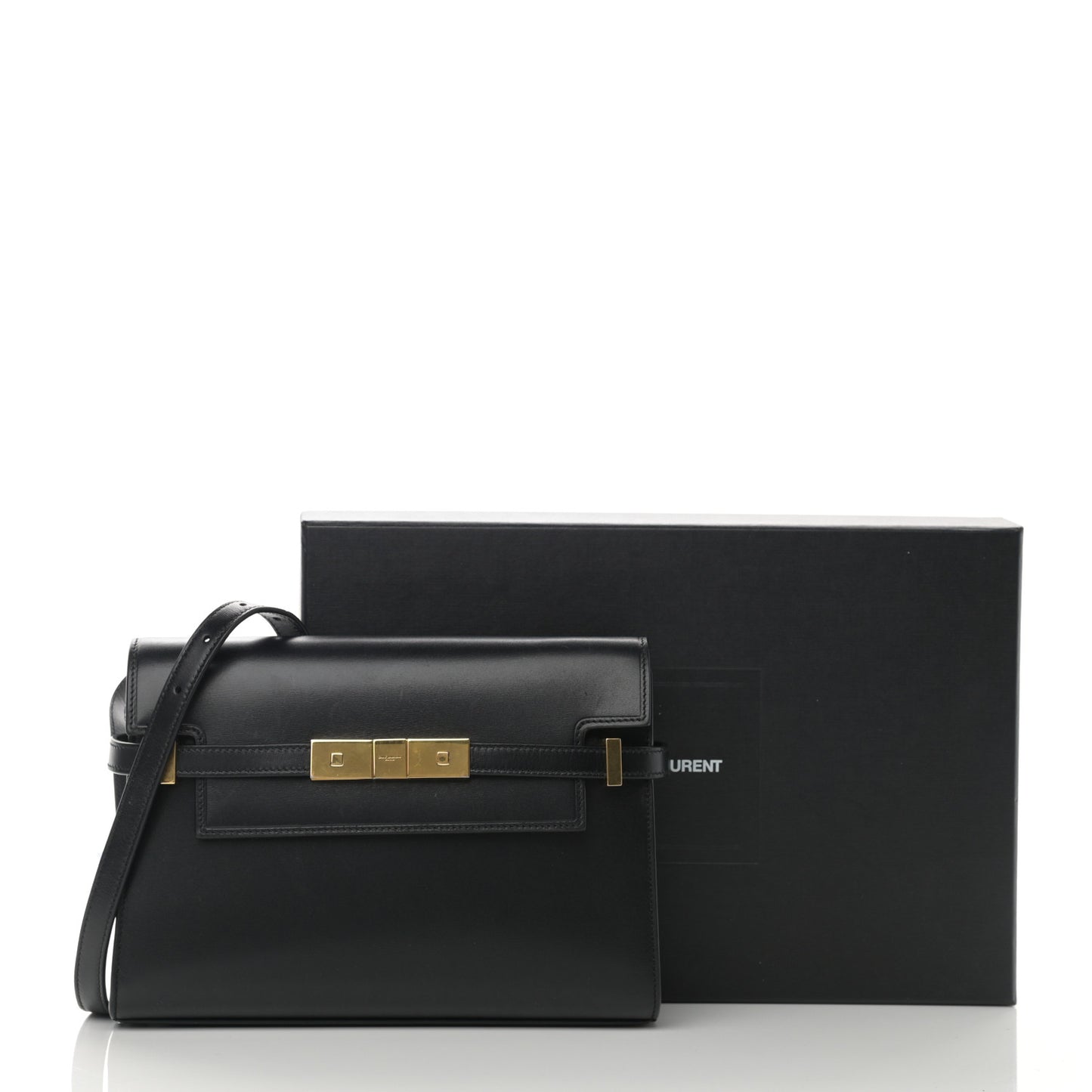 Smooth Calfskin Manhattan Shoulder Bag Black