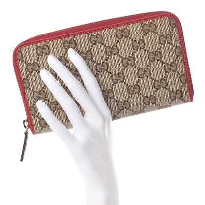 Gucci Monogram Dollar Calfskin Zip Around Wallet Beige Ebony Rosso 2 of 8