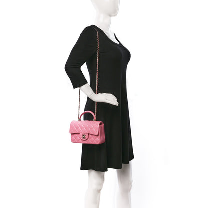 Chanel Lambskin Quilted Mini Top Handle Rectangular Flap Pink 2 of 9
