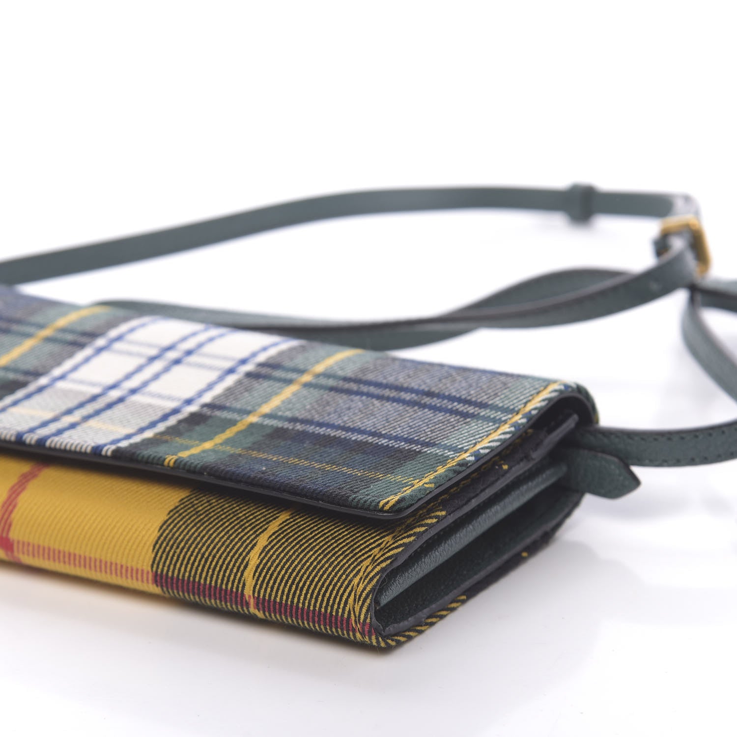 Burberry Canvas Tartan Check Mix Henley Wallet on Chain Green Multicolor 11 of 11