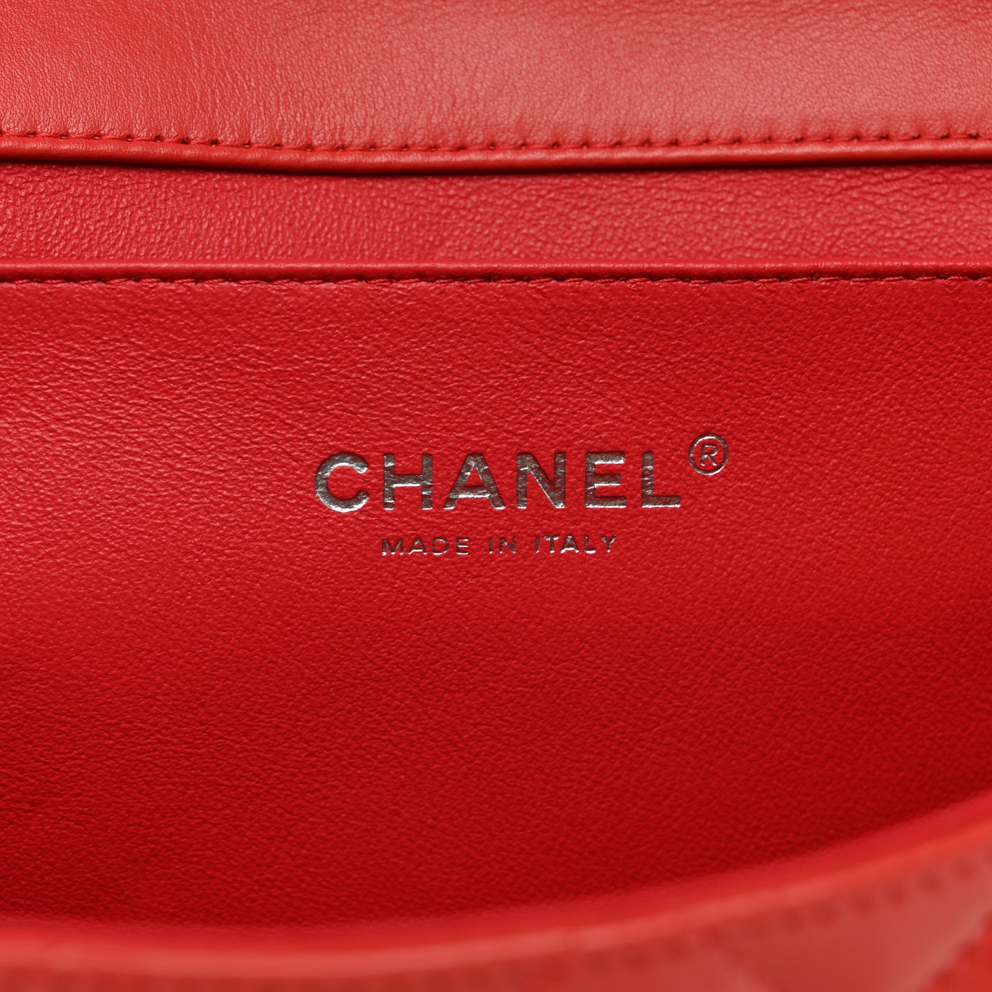 Patent Quilted Clutch with Chain Flap Orange