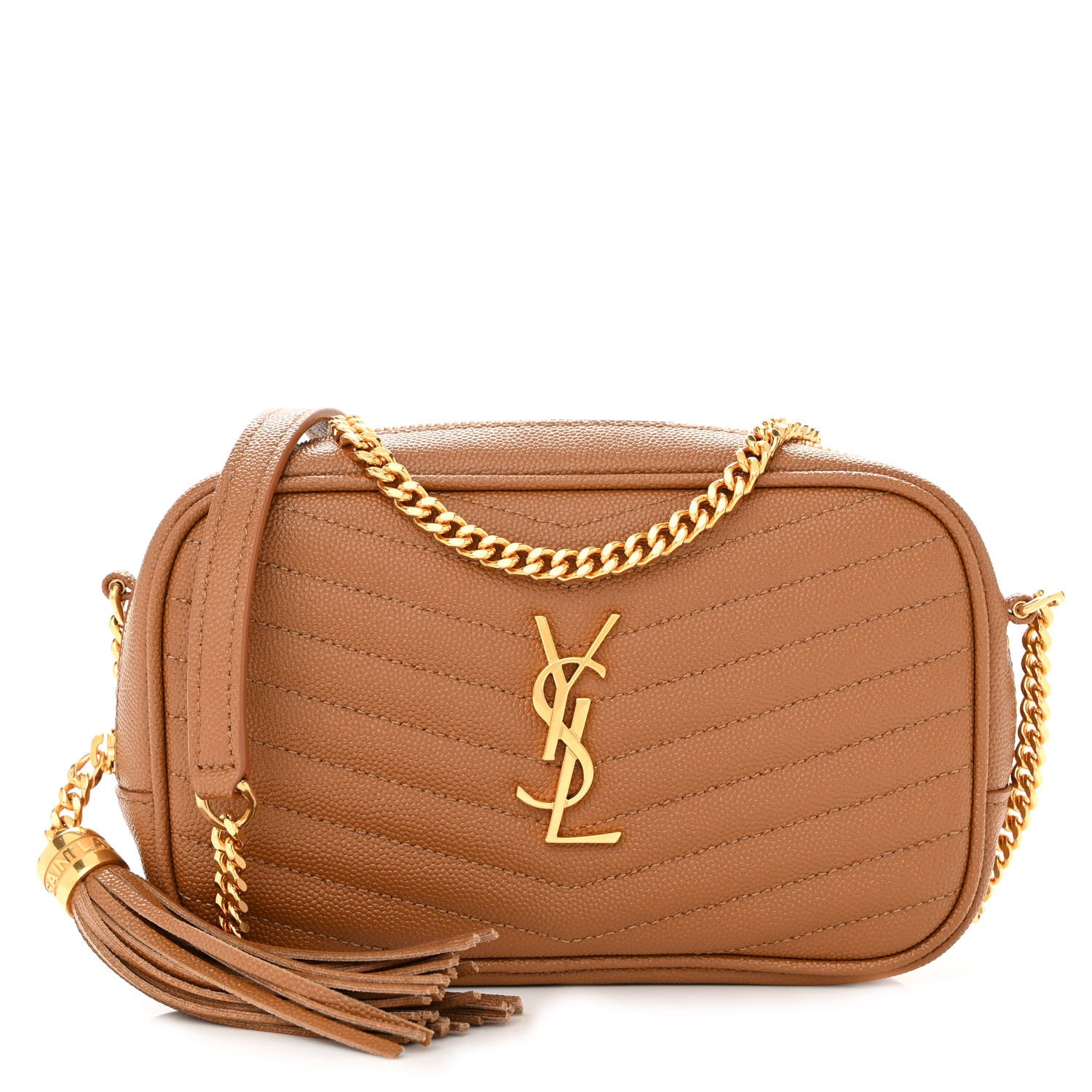 Saint Laurent Grain De Poudre Matelasse Monogram Mini Lou Camera Bag Dark Natural 1 of 12