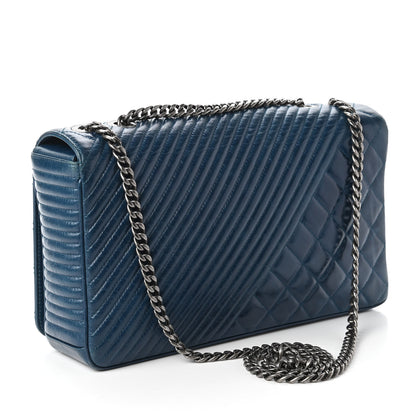 Chanel Glazed Calfskin Quilted Large Coco Boy Flap Blue 3 of 11
