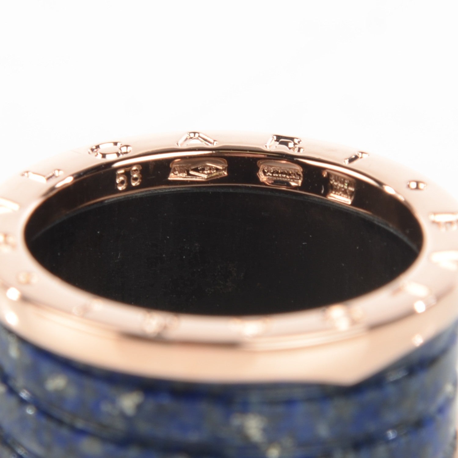 Bulgari 18K Rose Gold Lapis B.Zero1 Four-Band Ring 58 8.5 6 of 7