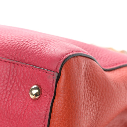 Gucci Pebbled Calfskin Bi-Color Medium Bamboo Shopper Tote Fuchsia Orange 23 of 37