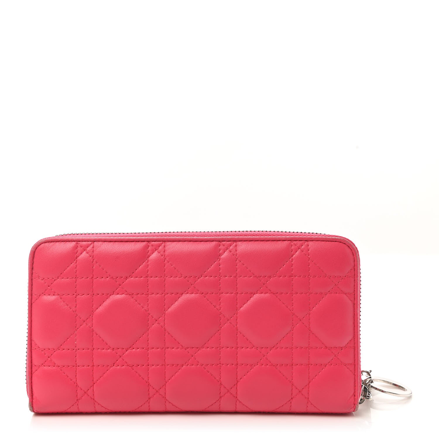 Christian Dior Lambskin Cannage Lady Dior Zip Wallet Rose Hot Pink 1 of 10