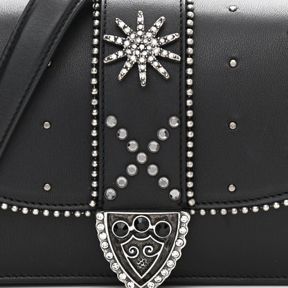 Marc Jacobs Smooth Calfskin Crystal Stud Embellished Clutch Chain Wallet Black 9 of 11