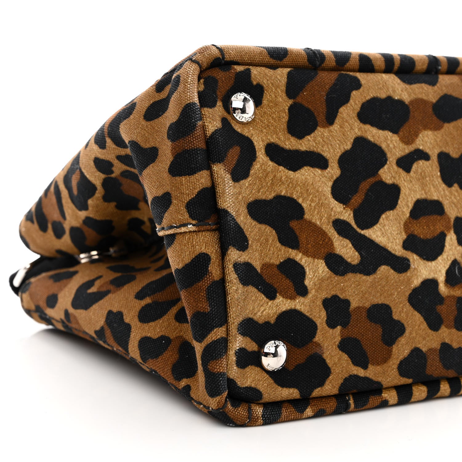 Prada Canvas Leopard Print Small Tote Miele 8 of 9