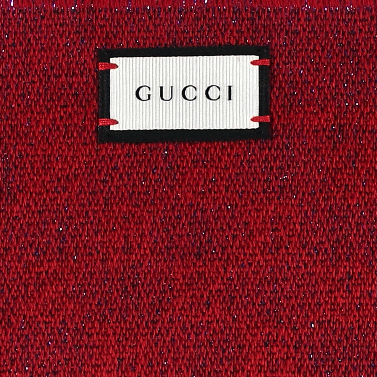 Gucci Wool Silk Jacquard GG Monogram Stenix Scarf Red Sky Blue 4 of 4