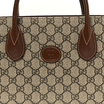 Gucci GG Supreme Monogram Azalea Calfskin Small Retro Interlocking G Tote Bag Beige Ebony Brown Sugar 8 of 11