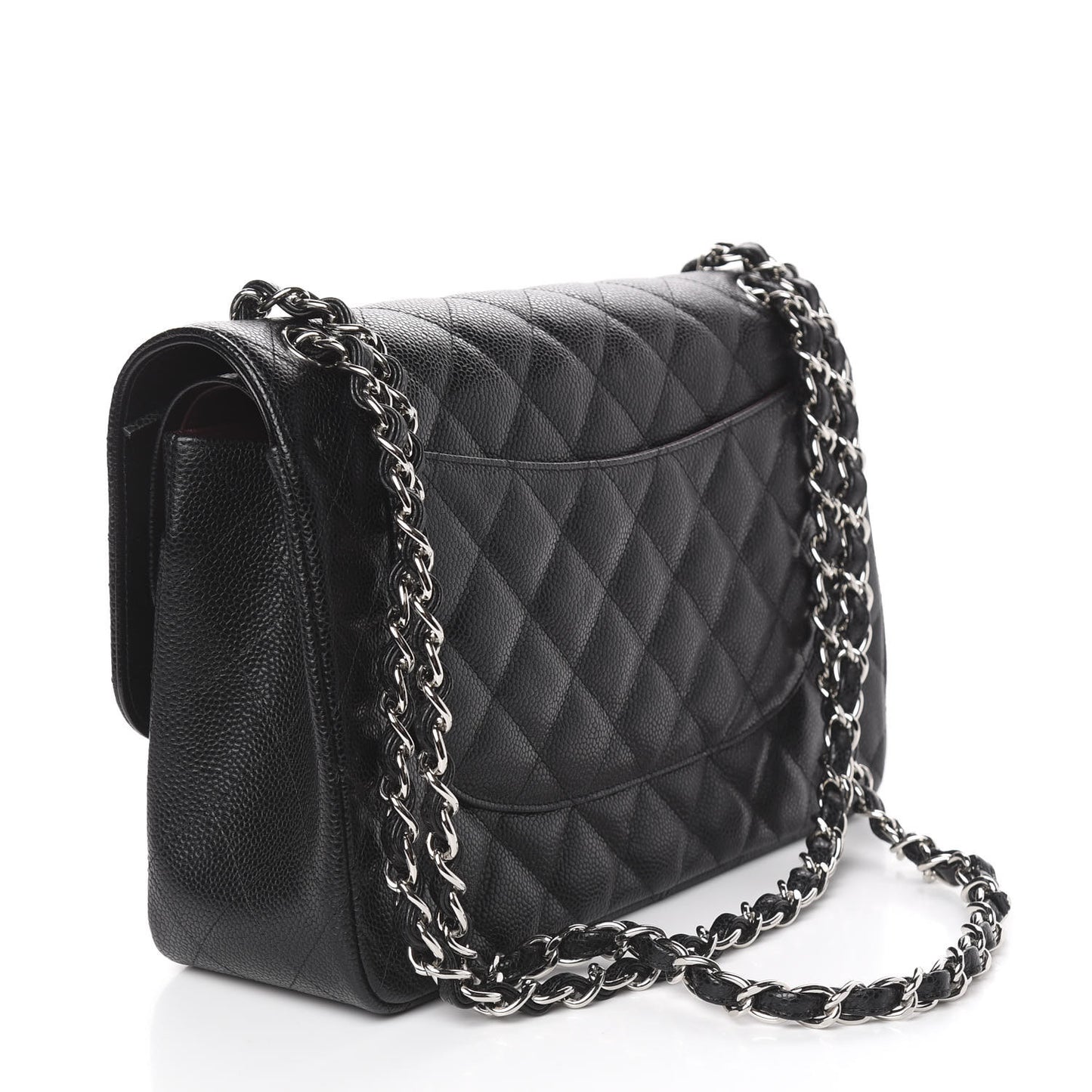 Caviar Quilted Jumbo Double Flap Black