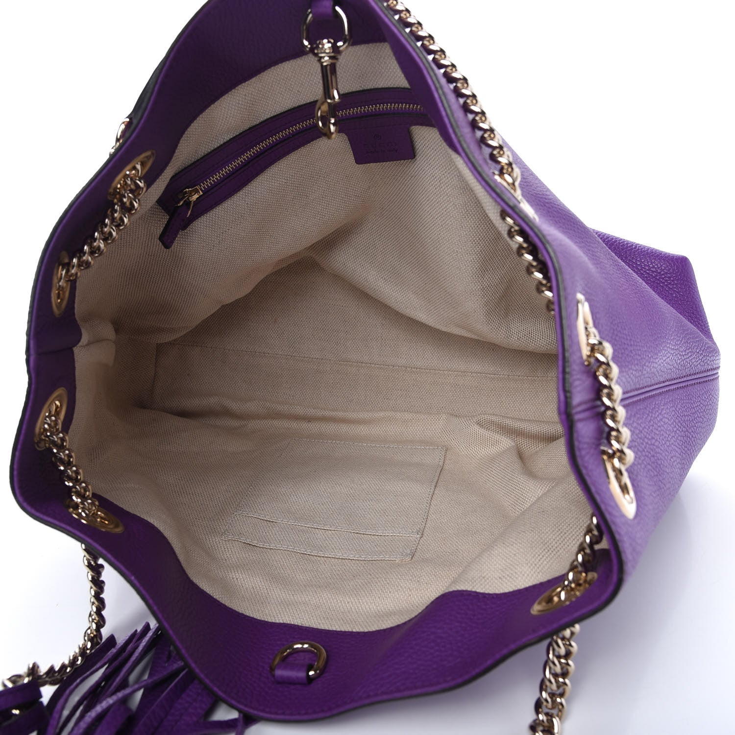 Gucci Pebbled Calfskin Medium Soho Chain Shoulder Bag Shine Purple 5 of 10