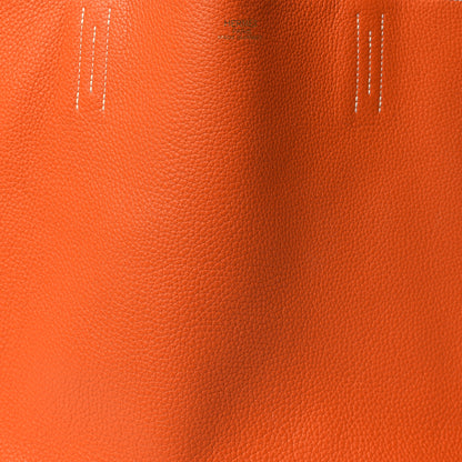Hermes Taurillon Clemence Double Sens 45 Reversible Tote Orange Gold 7 of 15