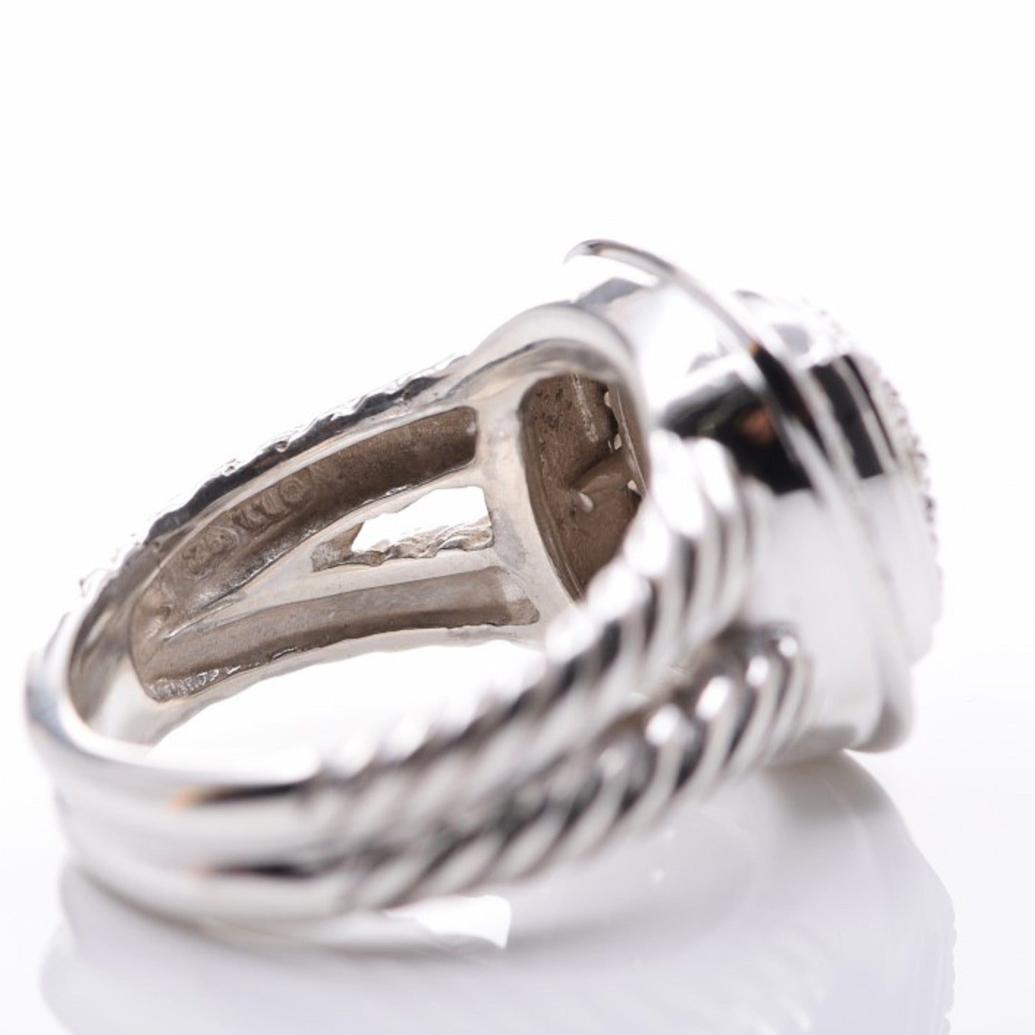 David Yurman Sterling Silver Diamond 11mm Albion Pave Ring 56 7.5 6 of 6