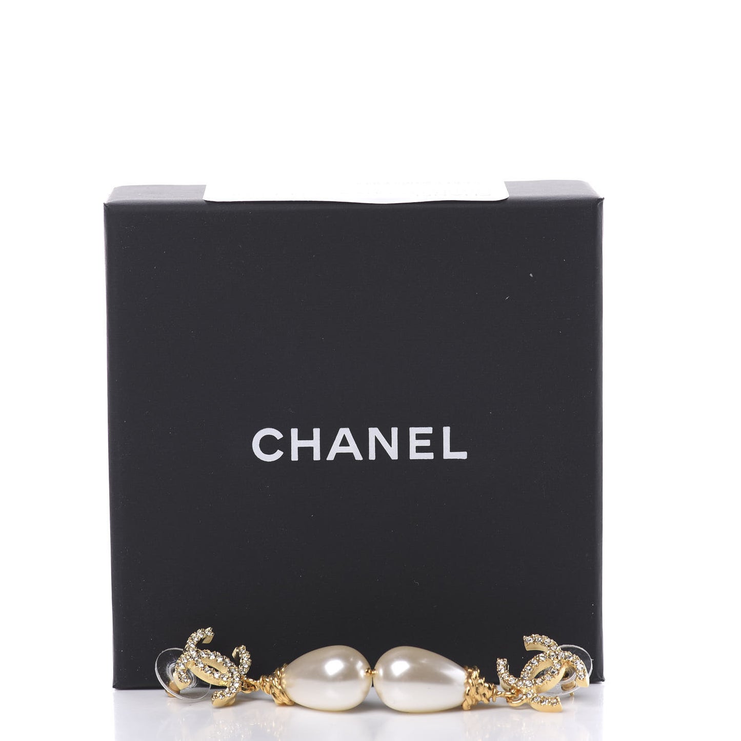 Crystal Pearl CC Drop Earrings Gold