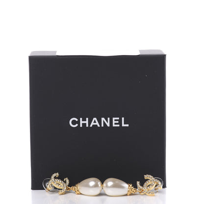 Chanel Crystal Pearl CC Drop Earrings Gold 5 of 5
