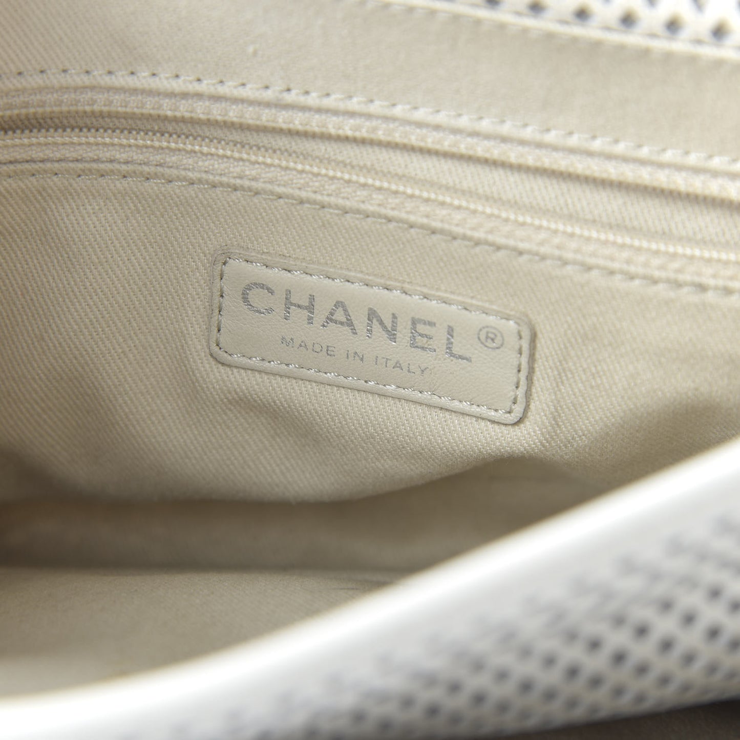 Perforated Calfskin Up In The Air Flap White