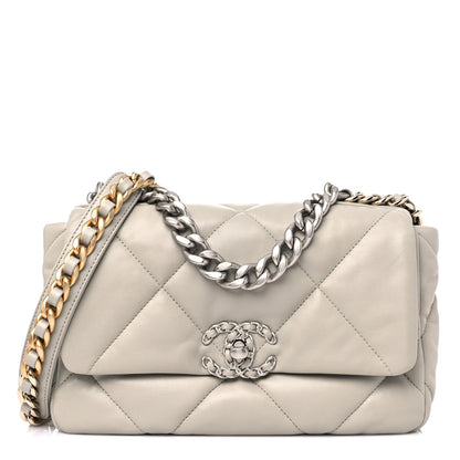 Chanel Lambskin Quilted Medium Chanel 19 Flap Light Grey 1 of 10