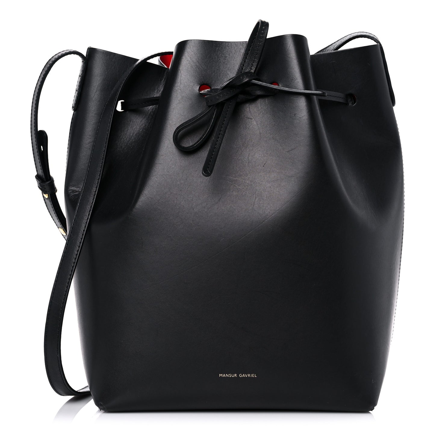 Vegetable Tanned Calfskin Bucket Bag Black Flamma