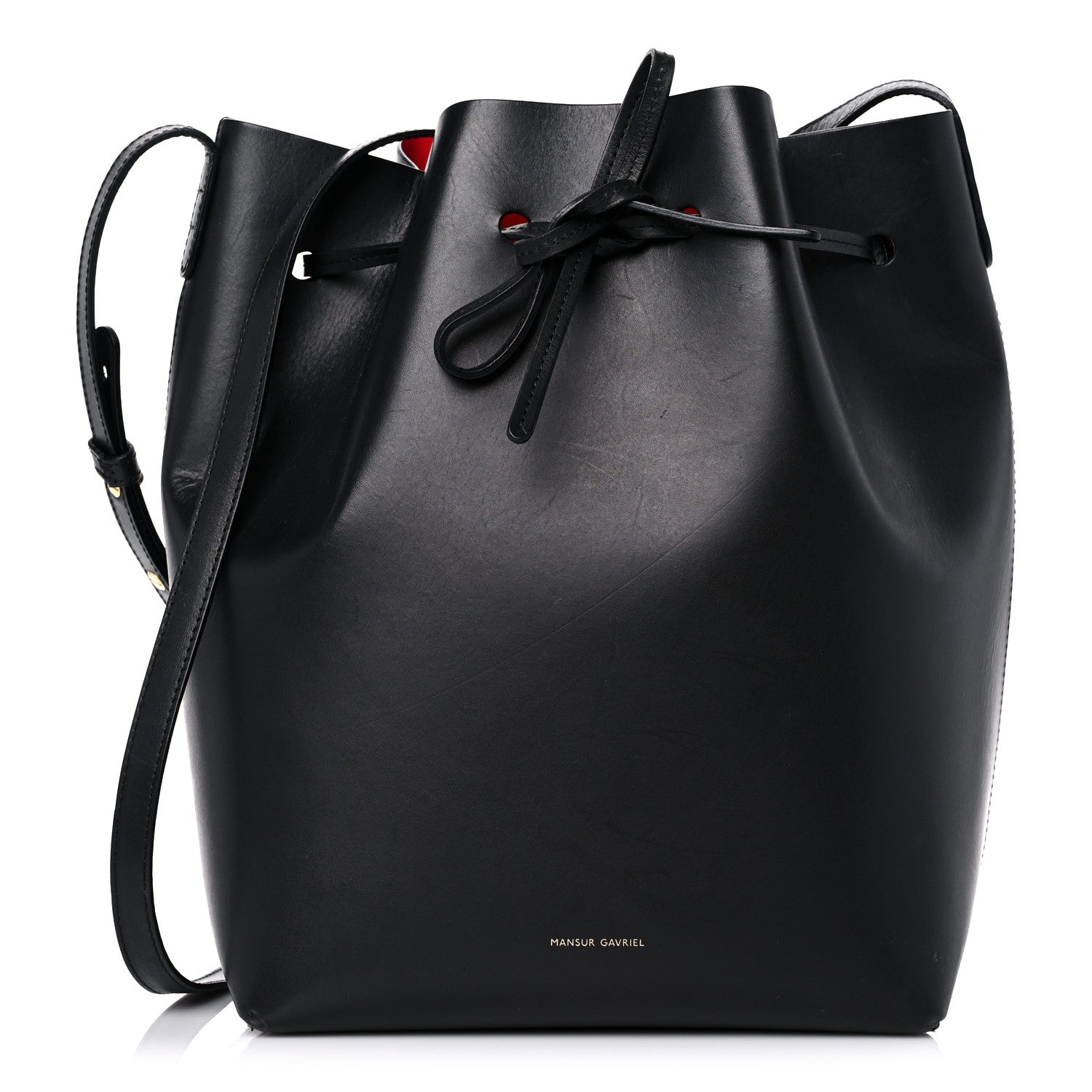 Mansur Gavriel Vegetable Tanned Calfskin Bucket Bag Black Flamma 3 of 10