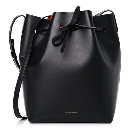 Mansur Gavriel Vegetable Tanned Calfskin Bucket Bag Black Flamma 3 of 10