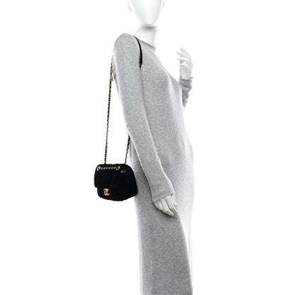 Chanel Velvet Camellia Embossed Mini Square Flap Black 2 of 10