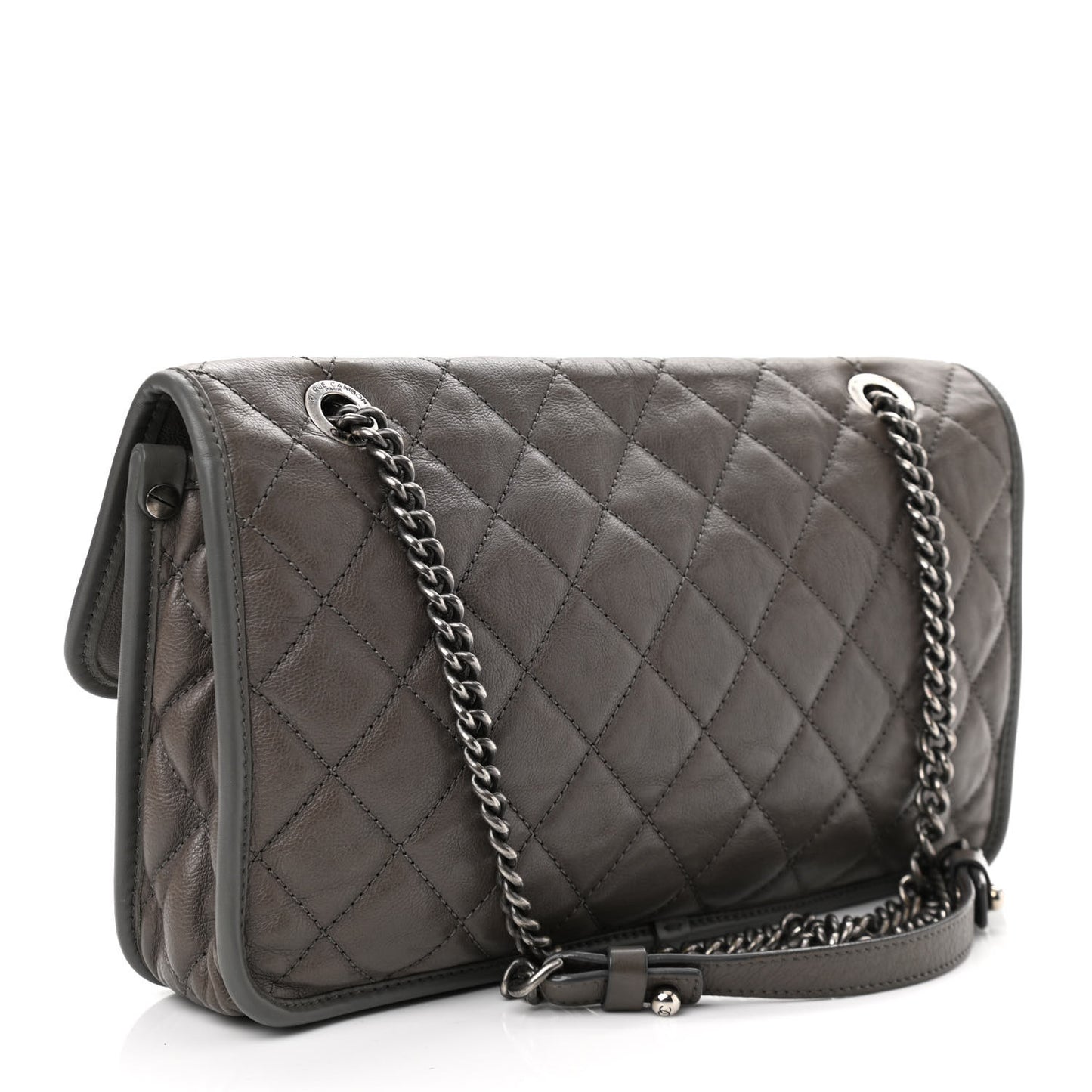 Calfskin Medium Casual Riviera Flap Dark Grey